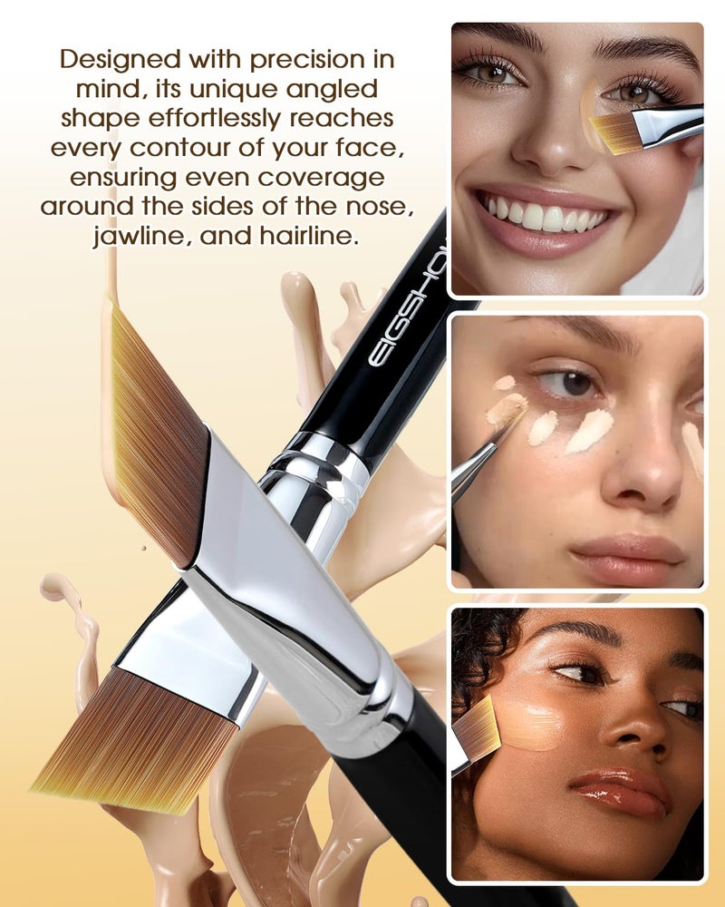 EIGSHOW Flat Foundation Brush, Vegan Synthetic Bristles, Streak Free Application, Face Makeup Brush For Blending Liquid, Cream, Face Mask (E870B) - Image 3